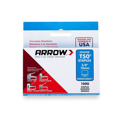T50 3/8" - 10mm Staples. (Stainless Steel) Arrow Cat-A506SS1