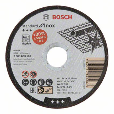 115 X 1.0 X 22 Inox Cutting Disc  Flat Bosch Cat- 2608603169